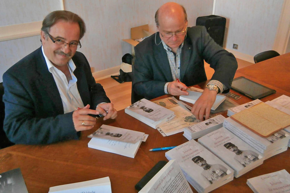 Philippe et Yves Tournier, les petits-fils d'Edmond Tournier, lors de la sortie officielle du livre à la CCI de Dieppe.